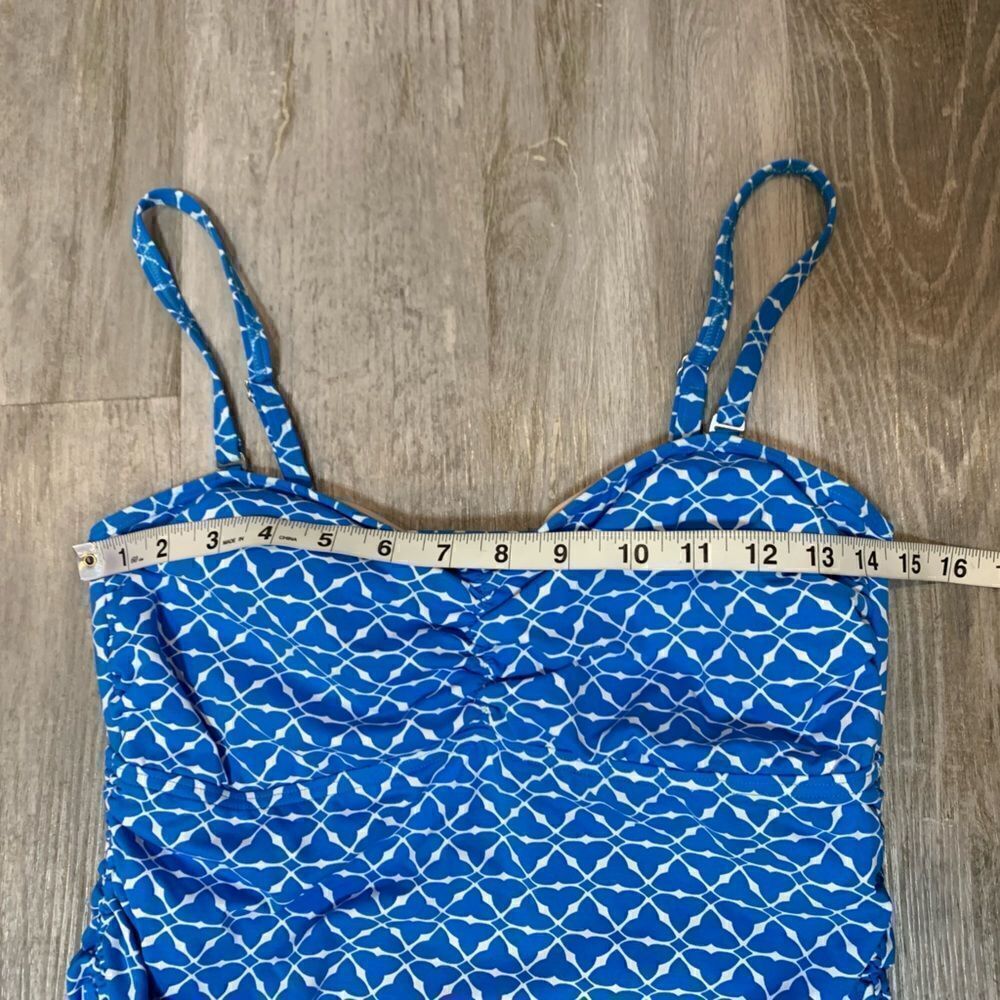 Lands end tankini blue white swim top w/Sinch tie sides & removable straps - Picture 3 of 6